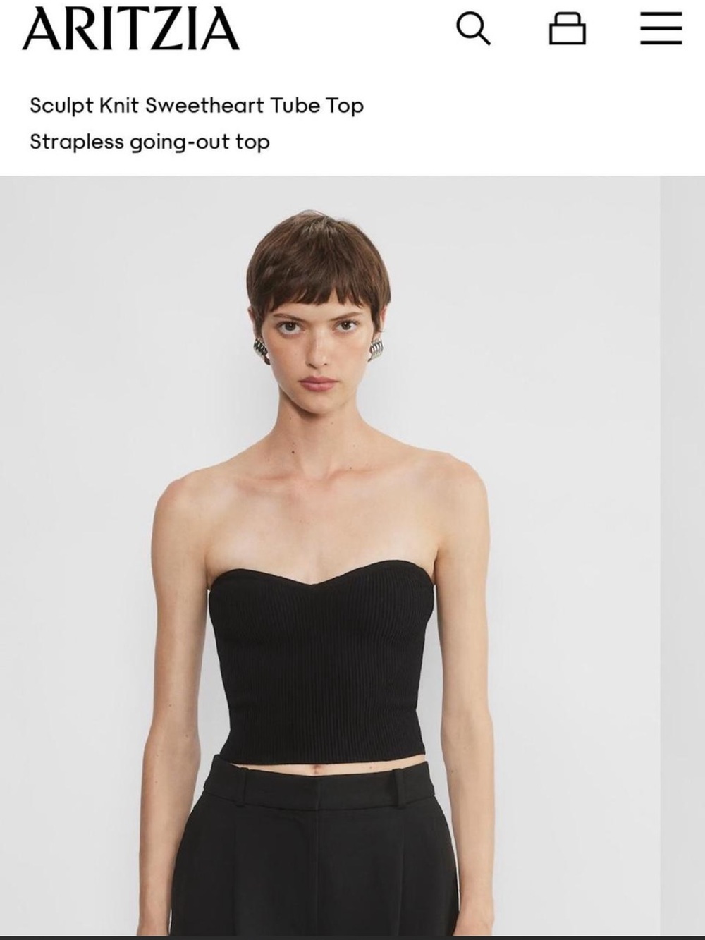 Babaton Sculpt Knit Sweetheart Tube Top — Black